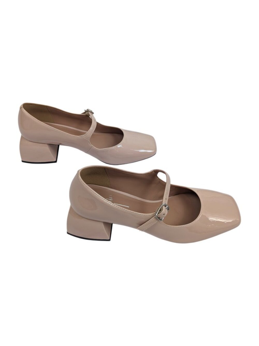 LINEA Paolo Nude Maryjanes Block Heel Shoes Patent Leather Monroe Beige Size 7 - Picture 4 of 13